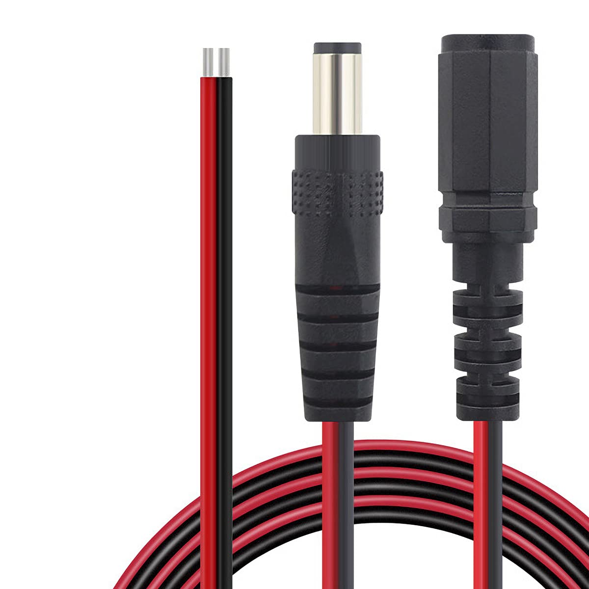 (Real 18AWG 43x2pcs Copper Strands) 10 Pairs DC Power Pigtail Cables Wire 12V 5A Male & Female + 10 Pairs DC Power Jack Plug Adapter Connectors