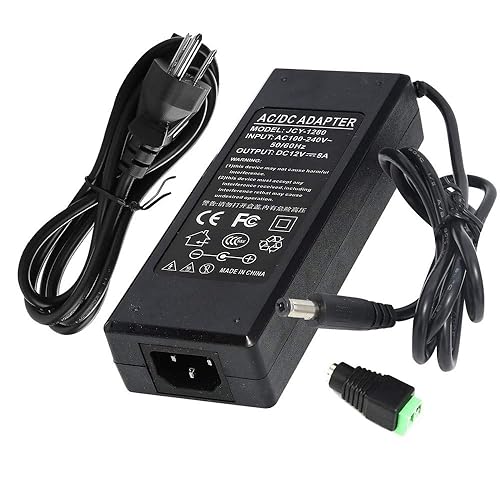 IEIK 12V 8A 96W Power Supply Adapter AC to DC Converter Charger AC 110V ~ 240V to DC 12V 8Amp Transformer for Water Pump, CCTV, Computer Project
