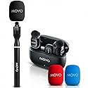 Movo NanoMic Wireless USB-C Mic Kit with Interview Handle - Dual Street Interview Mic for iPhone 15/16/17+, Android & iPad Pro - Vox Pops & TikTok