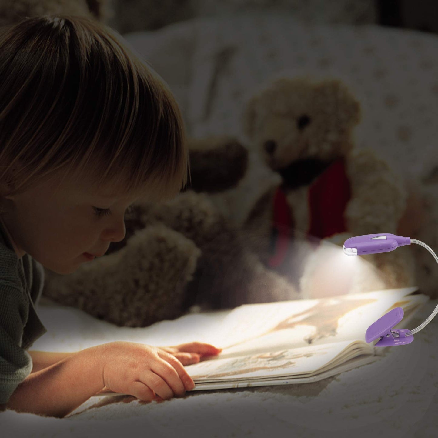 BIGMONAT Book Reading Light for Kids 3Pack, Battery(12pcs Included) Operated Small Reading Light in Bed,Clip on Reading Lamp with Brightness Dimmable