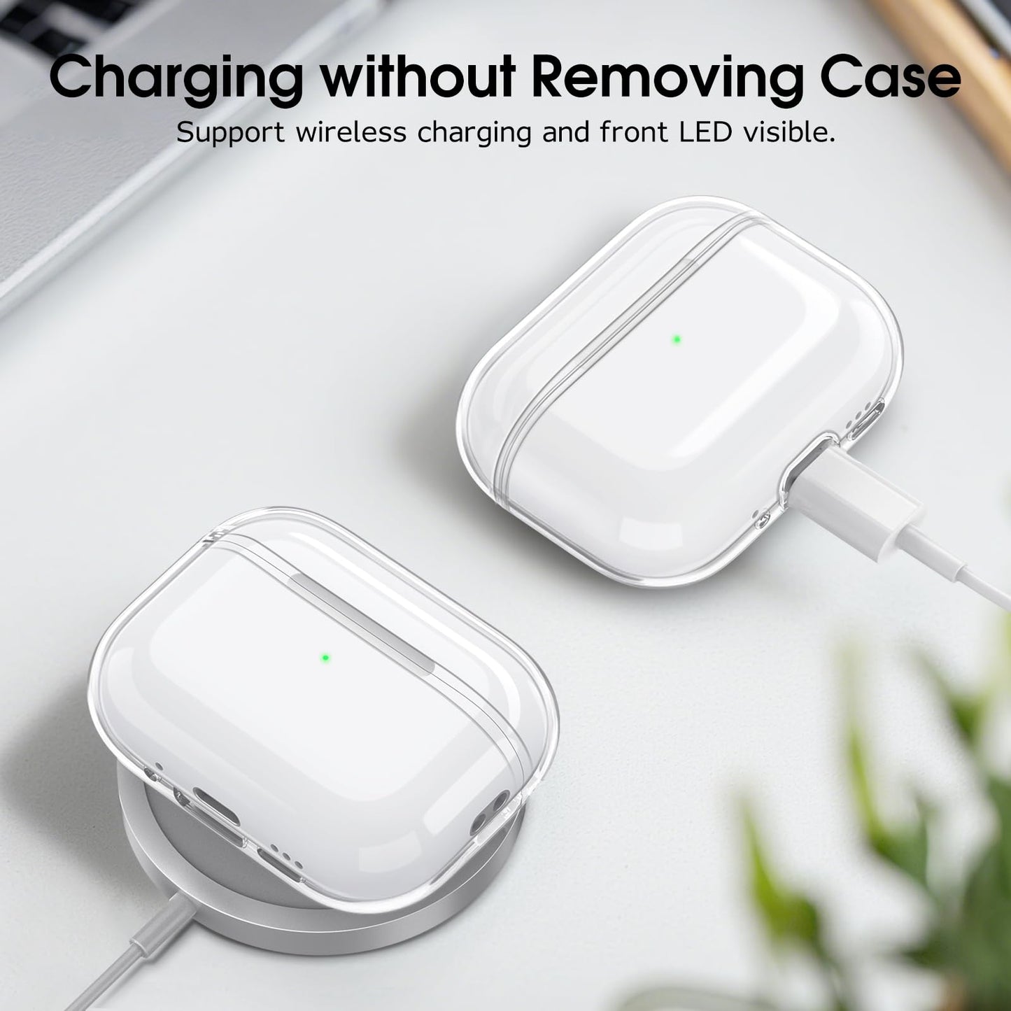 Fintie Clear Case for AirPods Pro 3 (2025), Anti-Lost Shockproof Protective Earbuds Cover with Keychain Carabiner Support Wireless Charging
