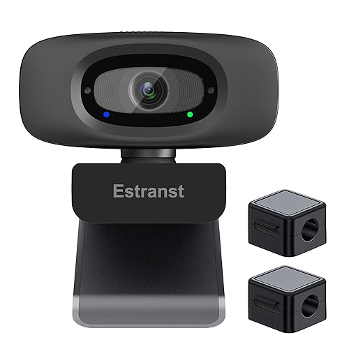 Estranst 2K Quad HD Webcam with Privacy Cover & Noise-Canceling Microphone & USB C Adapter, Video Web Streaming Camera for PC Computer Desktop Laptop