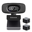Estranst 2K Quad HD Webcam with Privacy Cover & Noise-Canceling Microphone & USB C Adapter, Video Web Streaming Camera for PC Computer Desktop Laptop