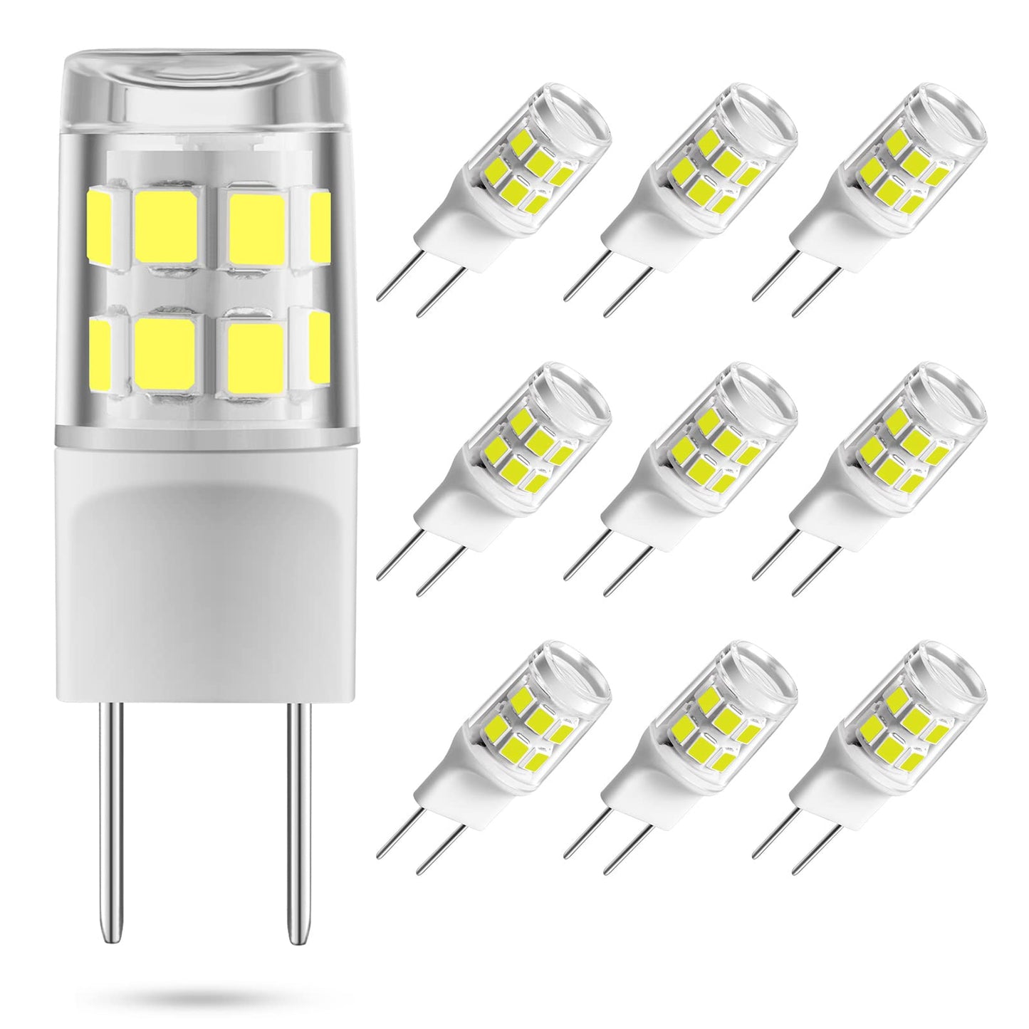 Sriomny G8 LED Bulb 2W Equivalent to 20W Halogen Bulb, T4 JCD Type Two-pin G8 Base, AC 120V G8 Natural White 4000K, Non-dimmable, Suitable for Cabinet