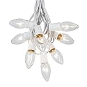 Novelty Lights Clear Hanging Incandescent Christmas String Lights - Retro Traditional C9 Indoor/Outdoor Light Set w/ 25 Mini Bulbs for Roof Lines