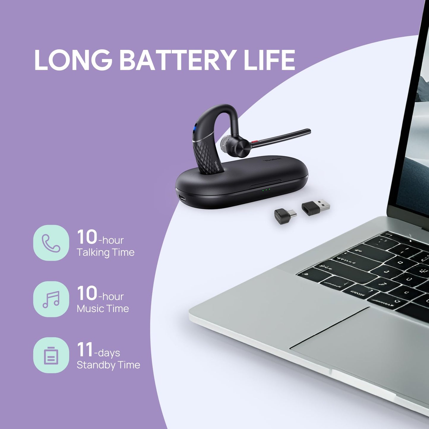 Yealink Bluetooth Headset BH71 Pro,Teams Zoom Certified,Single Ear Wireless Headset with Charging Case,Bluetooth Earpiece with Noise Canceling