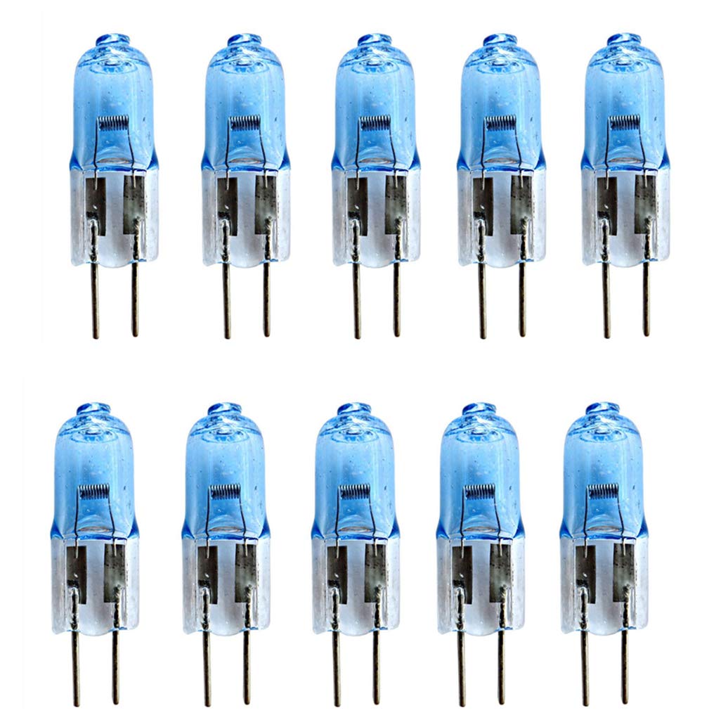 10W Halogen Bulbs 10 Watt T3 G4 Base 12 Volt Light Bulb 10W 12 Volt T3 JC Lamp Halogen Light Bulbs,T3 G4 Bi-Pin Base,Blue Glass Cover, Warm Soft White
