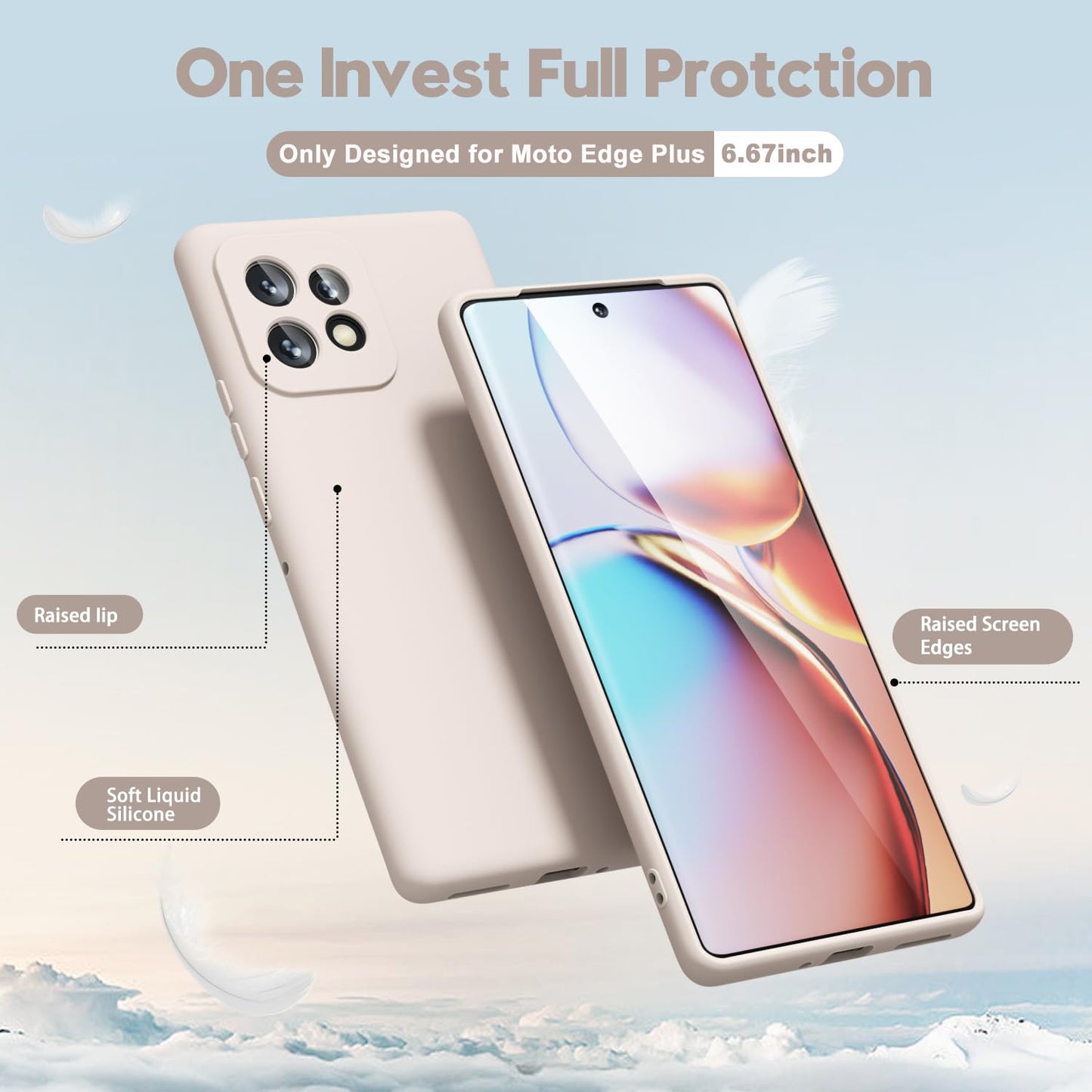 Oakxco for Motorola Edge 2022 Phone Case Liquid Silicone Grip Bumper, Cute Thin Slim Soft Rubber TPU Plain Smooth Gel Cover for Women Girl Aesthetic