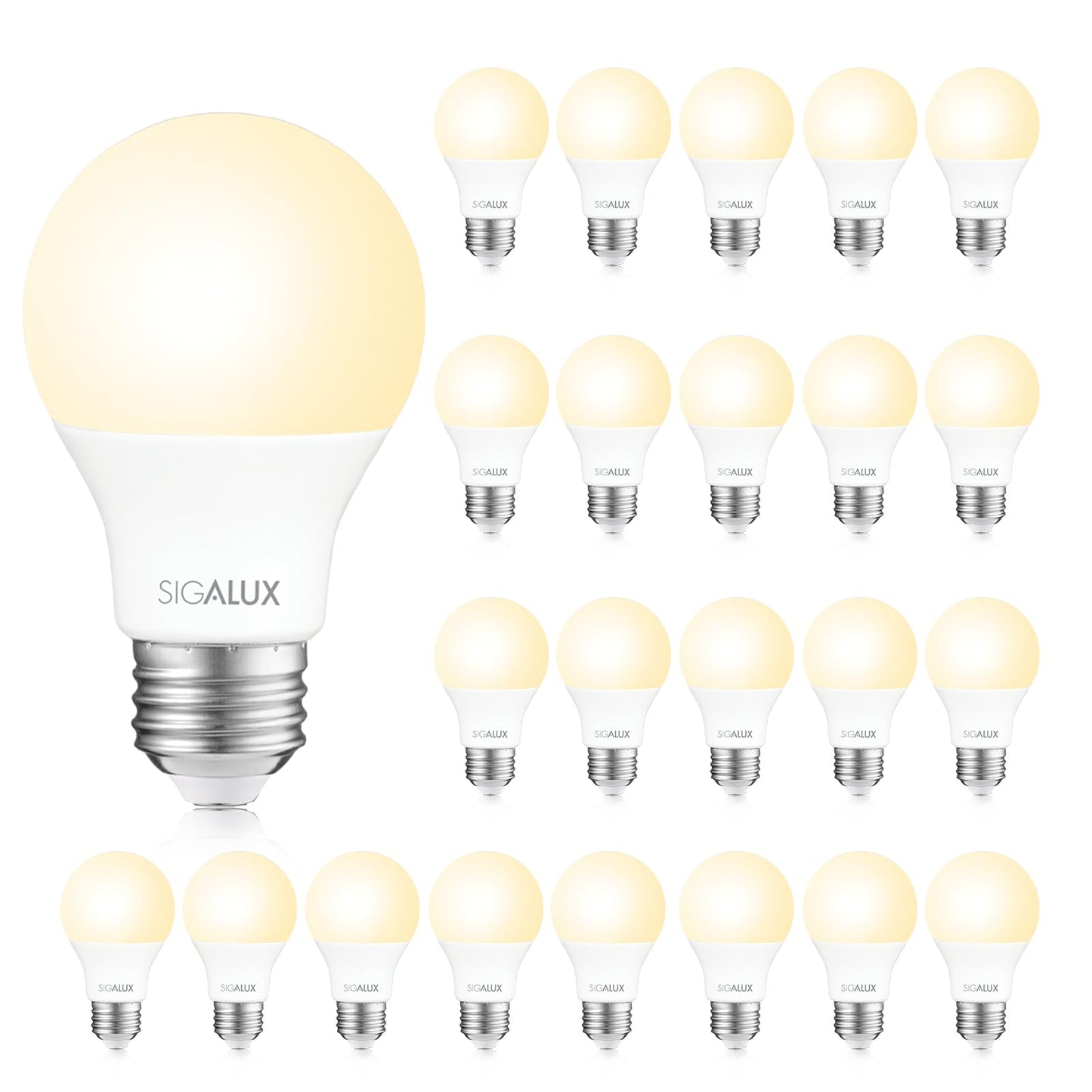 Sigalux EnergyPro, High-Efficiency LED Light Bulbs A19 60W Equivalen Non-Dimmable Warm Lightbulbs E26, Efficient 5W 2700K Soft White, 750 Lumens, ETL