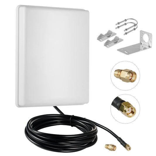 Outdoor 15dBi Dual Band WiFi 2.4GHz 5GHz 5.8GHz Long-Range Directional Panel Antenna with 10Ft Cable for WiFi Router Wireless Network Card Security IP