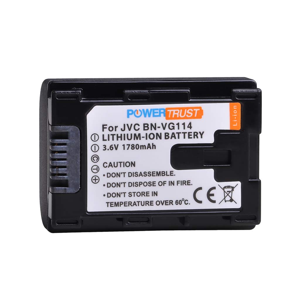 PowerTrust 1-Pack BN-VG114 Battery + LCD USB Charger for JVC BN-VG107 BN-VG107U BN-VG108U BN-VG108E BN-VG114U BN-VG121U BN-VG138U BN-VG138 Camcorder