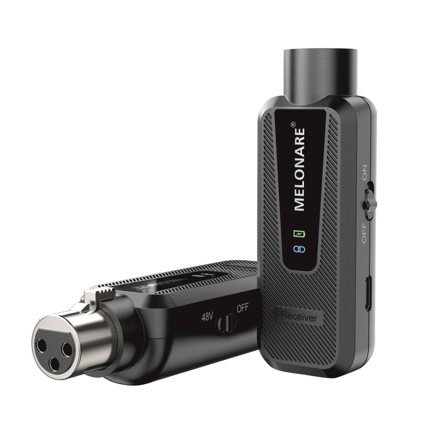 Melonare Plug on UHF 900MHz XLR Wireless Microphone Adapter, XLR Wireless Audio Transmitter & Receiver System, 164ft Range, +48V Phantom Power for