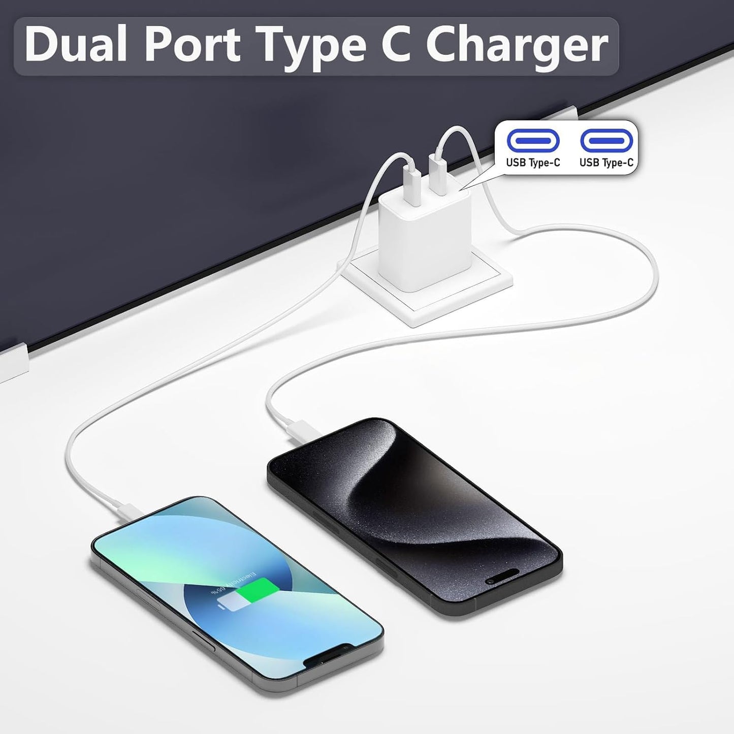 USBC Charger Block 30W 4-Piece Set, Dual-Port USB C Fast Charger Compatible with iPhone 17/16/15 Portable Type-C Wall Charger