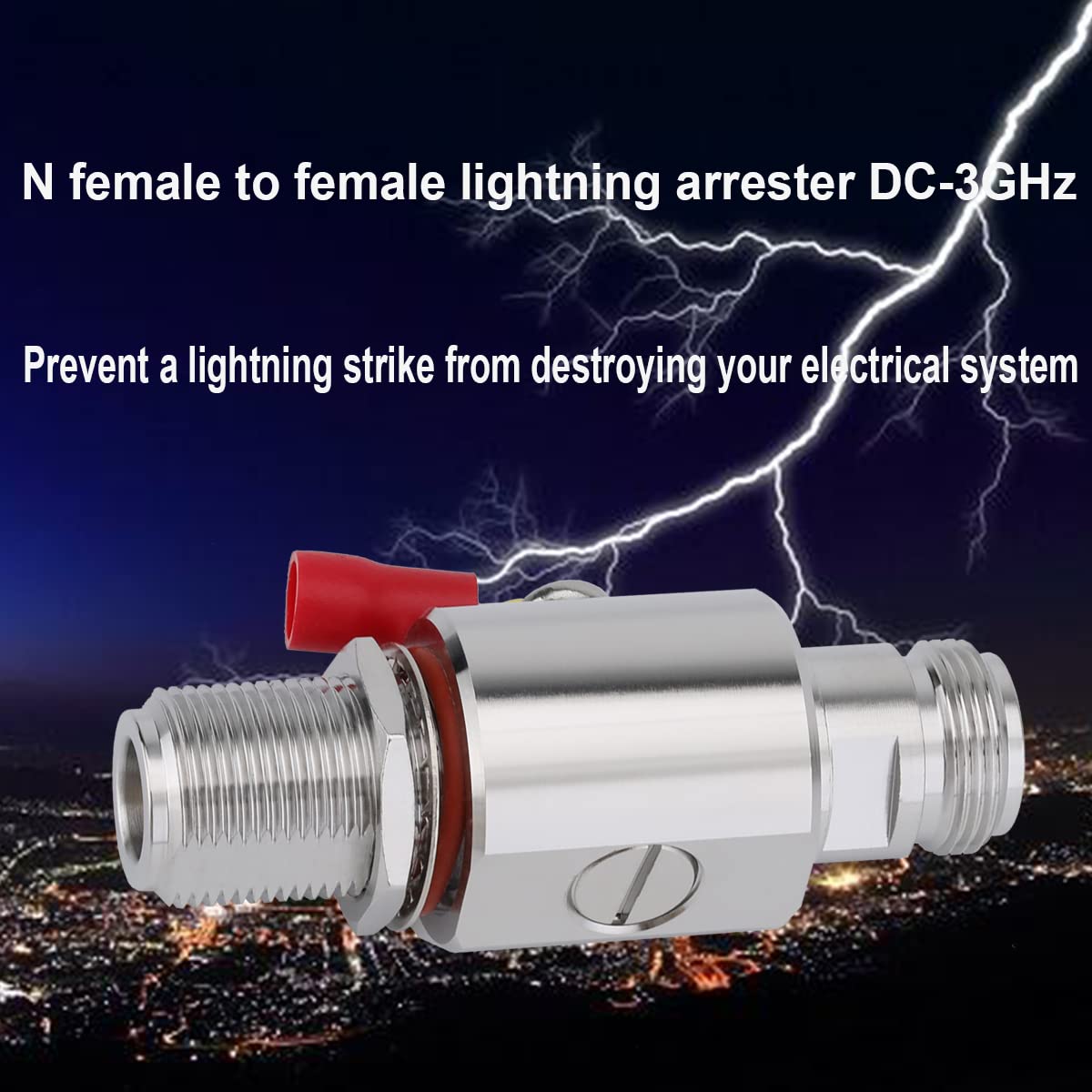 Riotaxy Lightning arrestor N Female to N Female Bulkhead Lightning Surge Protector IP67 with 90 V Gas Tube 50 Ohm DC-3GHz