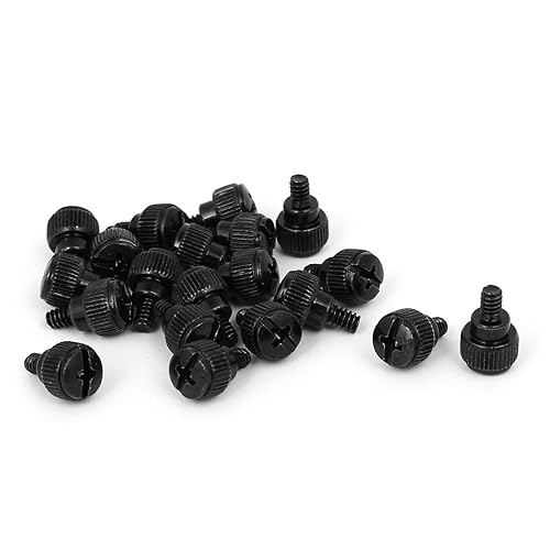 uxcell PC Computer Case M3.5 6#-32 Thumbscrews Thumb Screws Black 20pcs