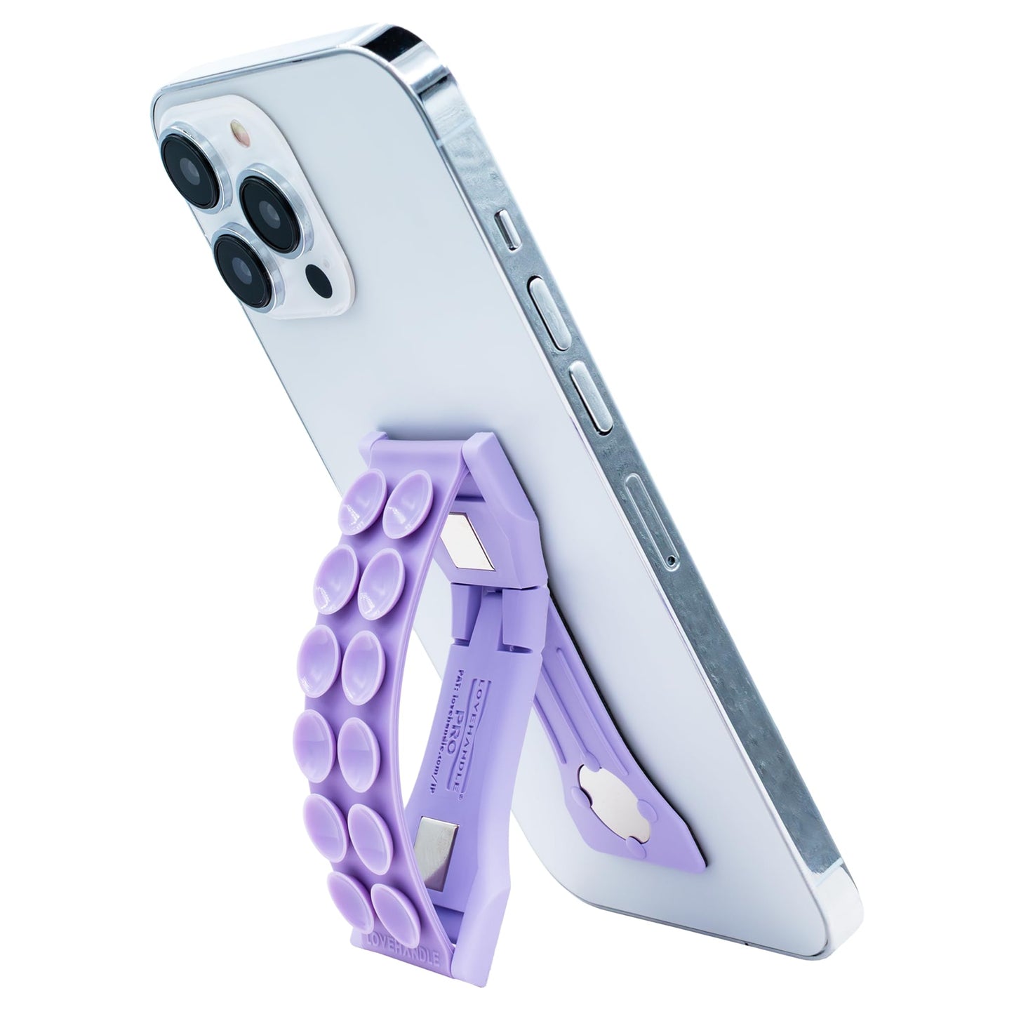 LOVEHANDLE PRO Premium Phone Grip - Suction Strap - Strong Grip Holder - Hands Free - Magnetic Phone Mount and Kickstand for Smartphone and Tablet