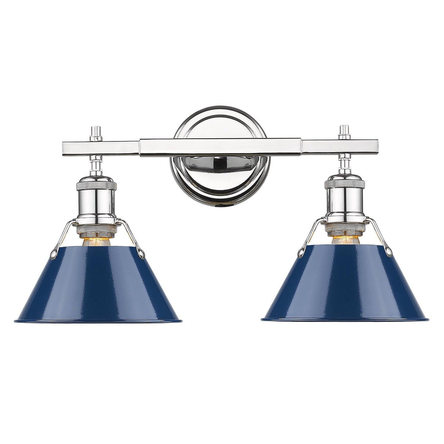 Golden Lighting 3306-BA2 CH-NVY Orwell Bath Vanity, Chrome with Navy Blue Shade- Bathroom Vanity Light, Vanity Lights, Light Fixture, Vanity Lights