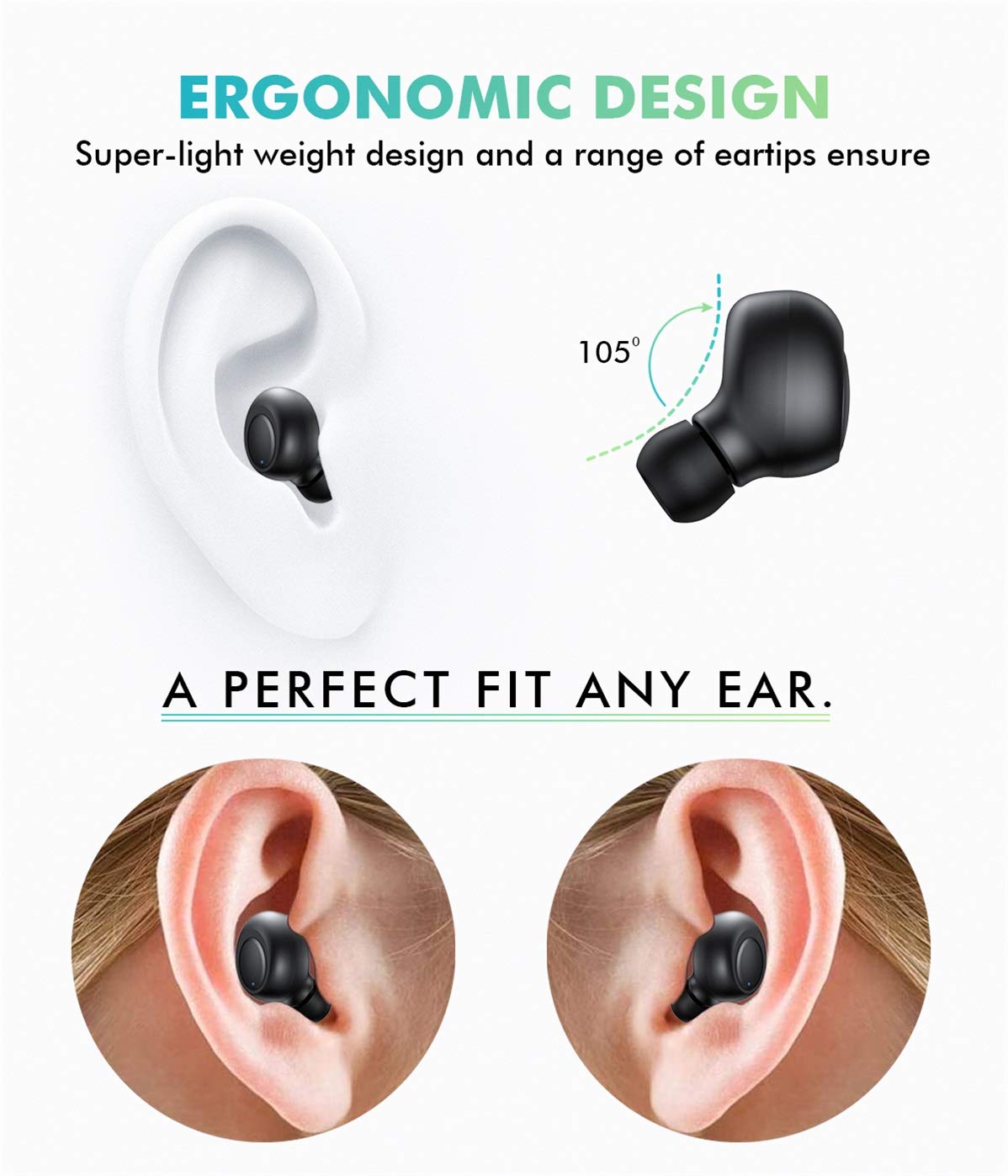 Single Ear Wireless Earbud Bluetooth Headset in Ear Mini Invisible Bluetooth Headphone Business Earphone with Mic 6-Hour Playtime Magnetic USB