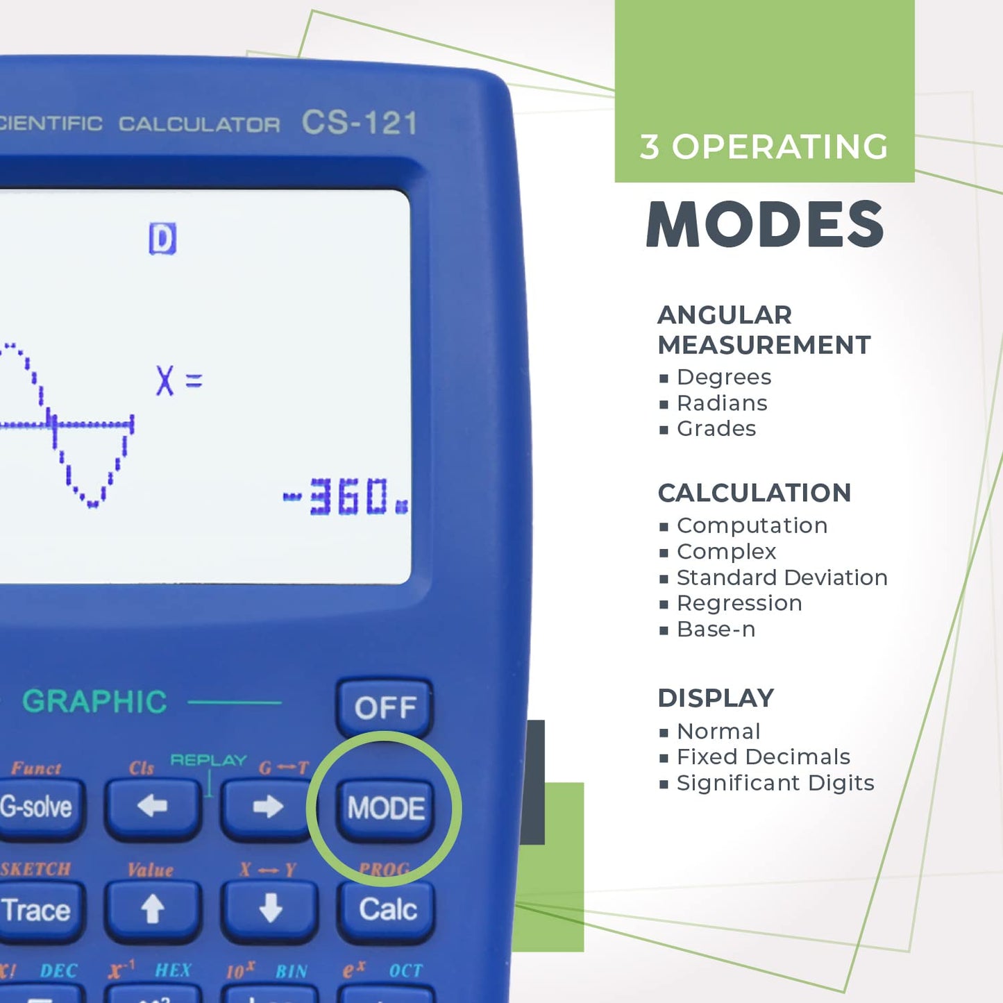 Scientific Calculator with Graphic Functions - Multiple Modes with Intuitive Interface - Perfect for Beginner and Advanced Courses, High School or