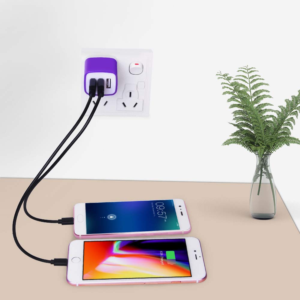 3 Port USB Wall Charger - Multi-Port USB Plug, 5V 3.1A Compatible with iPhone 14/13/12/11/Xs/XR/8/7/6S, Samsung Galaxy S23/S22/S21/A14/A13/Note 20, LG