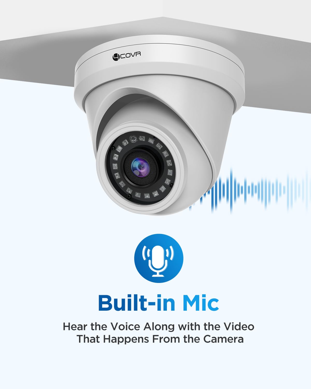 4COVR 4K PoE Security IP Camera Outdoor IP67, 8MP UHD Wired Surveillance Dome Camera with Smart Human/Vehicle Detection, 110° Wide View Angle 2.8mm