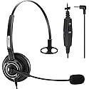 Phone Headset 2.5mm with Microphone Noise Canceling Mute Switch, Telephone Headset for Landline Cordless Phones Compatible with Panasonic VTech AT&T