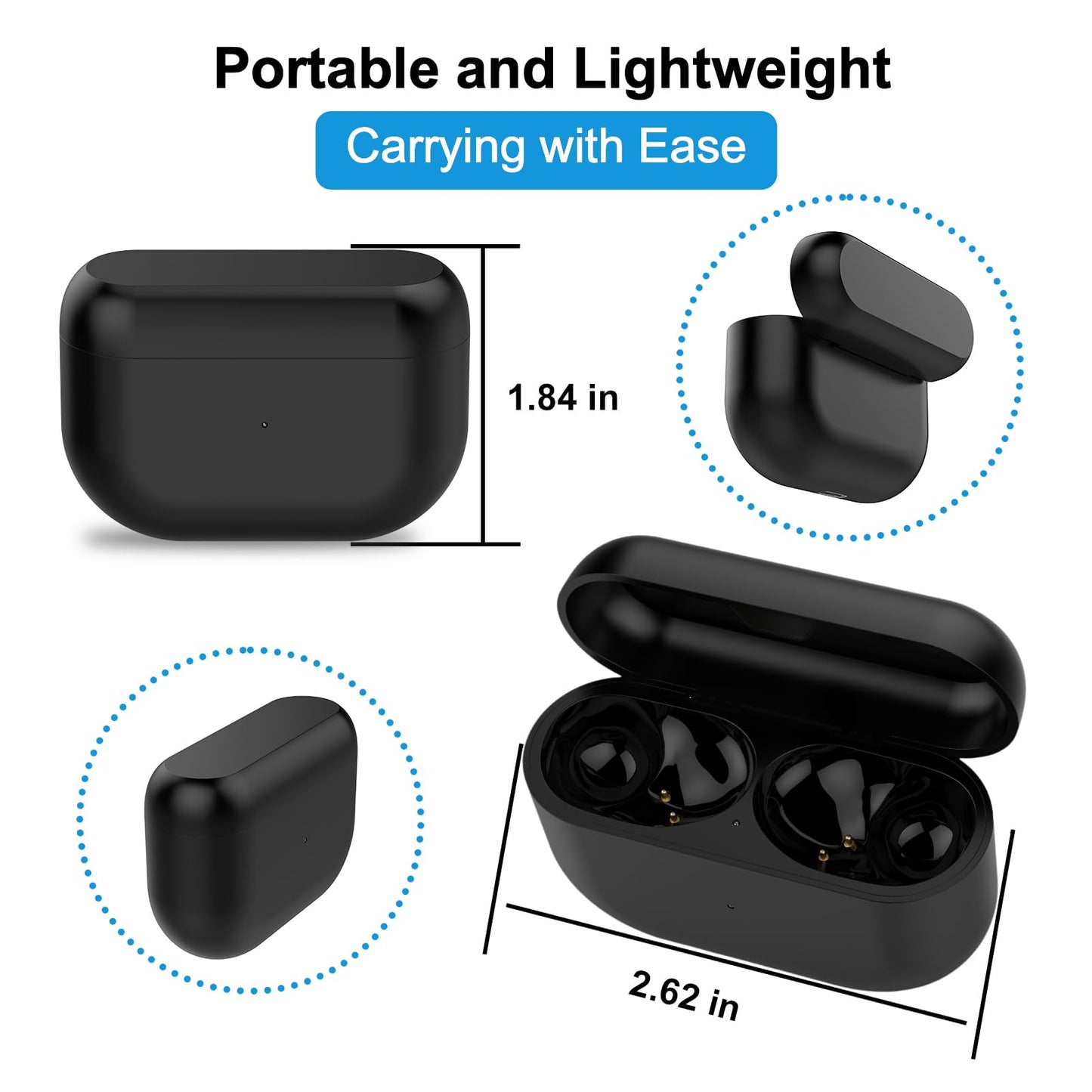 Charging Case Replacement Compatible with Jabra Elite10 and Jabra Elite 10 Gen 2 (Black)