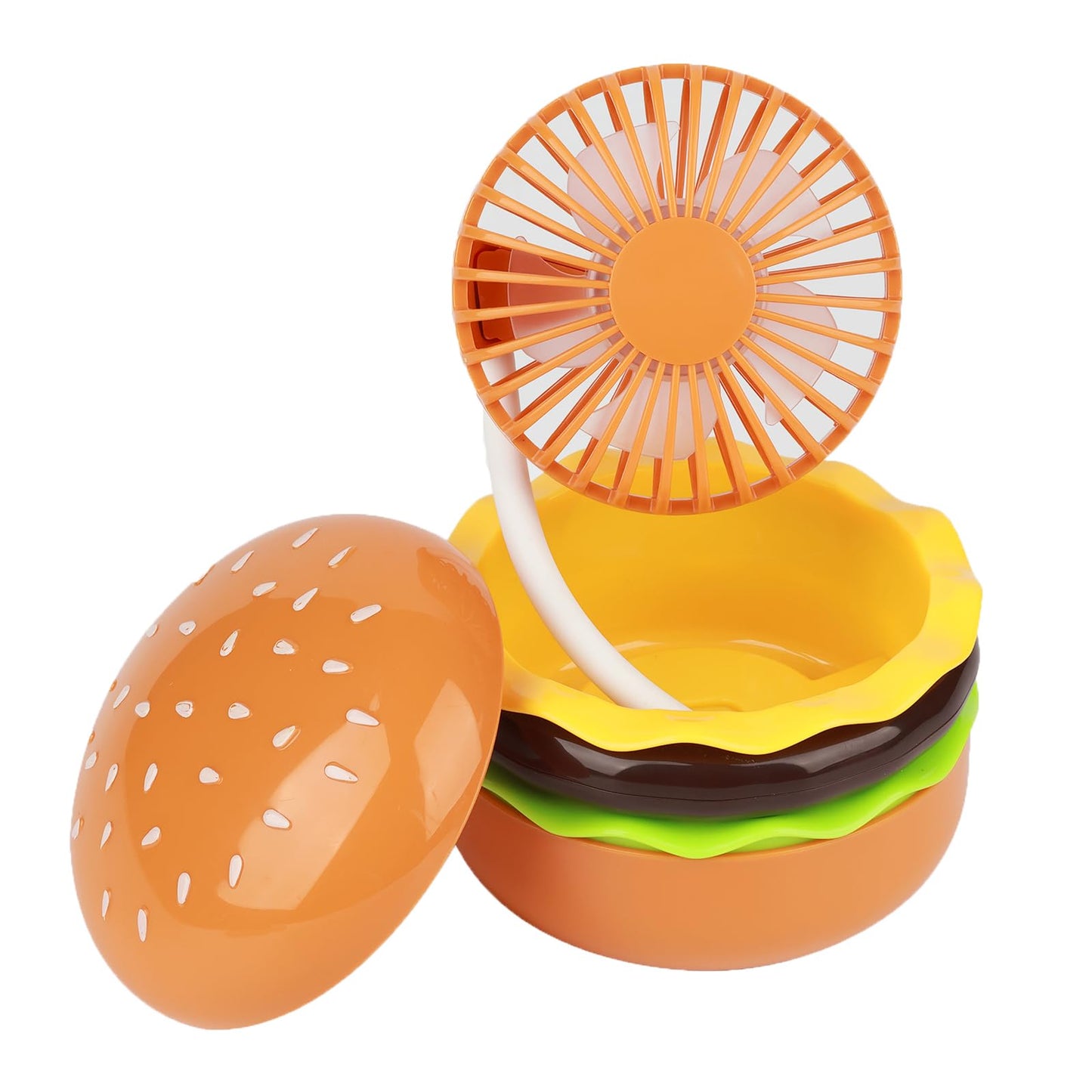 ROROUP Rechargeable Hamburger Desk Fan With Mirror 3 Inch Small Mini Cute Desk Fan Powerful 3 Speeds 360° Rotate USB Personal Portable Desktop Table