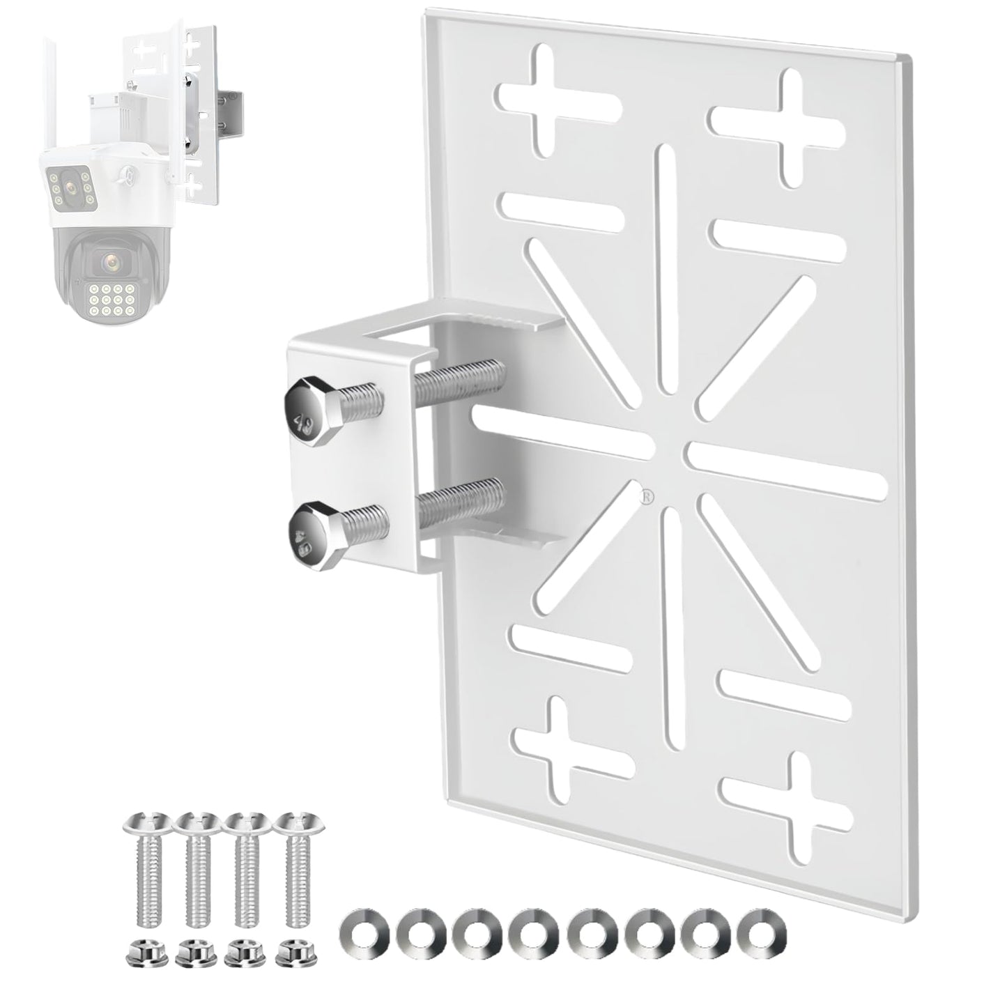 BeElion Tool-Free Security Camera Mount Bracket - Adjustable Thickness (0-3cm) for Glass/Wood Doors, Universal Plate for CCTV, IP Cameras, No Drilling