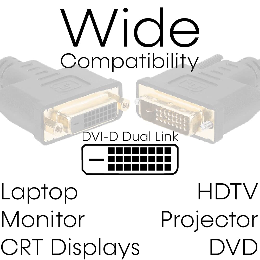 Cmple - Dual Link DVI-D Extension Cable DVI Cord Extender HDTV Male to Female Monitor Cable -10 Feet