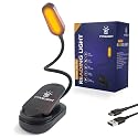 VYANLIGHT Book Light for Reading in Bed, Amber Color Reading Lamp with 360° Rotating Gooseneck, Rechargeable and Dimmable Warm Glow LED Clip-on Light