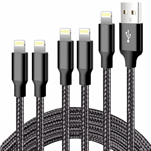 cugunu iPhone Charger, 5 Pack 3/3/6/6/10FT Apple MFi Certified USB Lightning Cable Nylon Braided Fast Charging Cord Compatible for iPhone…