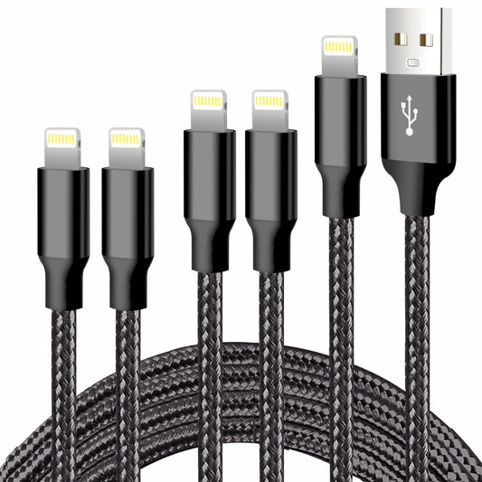 cugunu iPhone Charger, 5 Pack 3/3/6/6/10FT Apple MFi Certified USB Lightning Cable Nylon Braided Fast Charging Cord Compatible for iPhone…