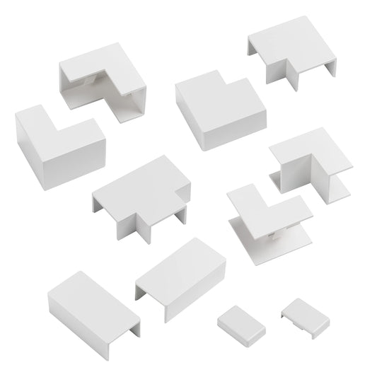 D-Line 1in x 0.63in Cable Raceway Accessory Multipack, 11-Piece Pack - White