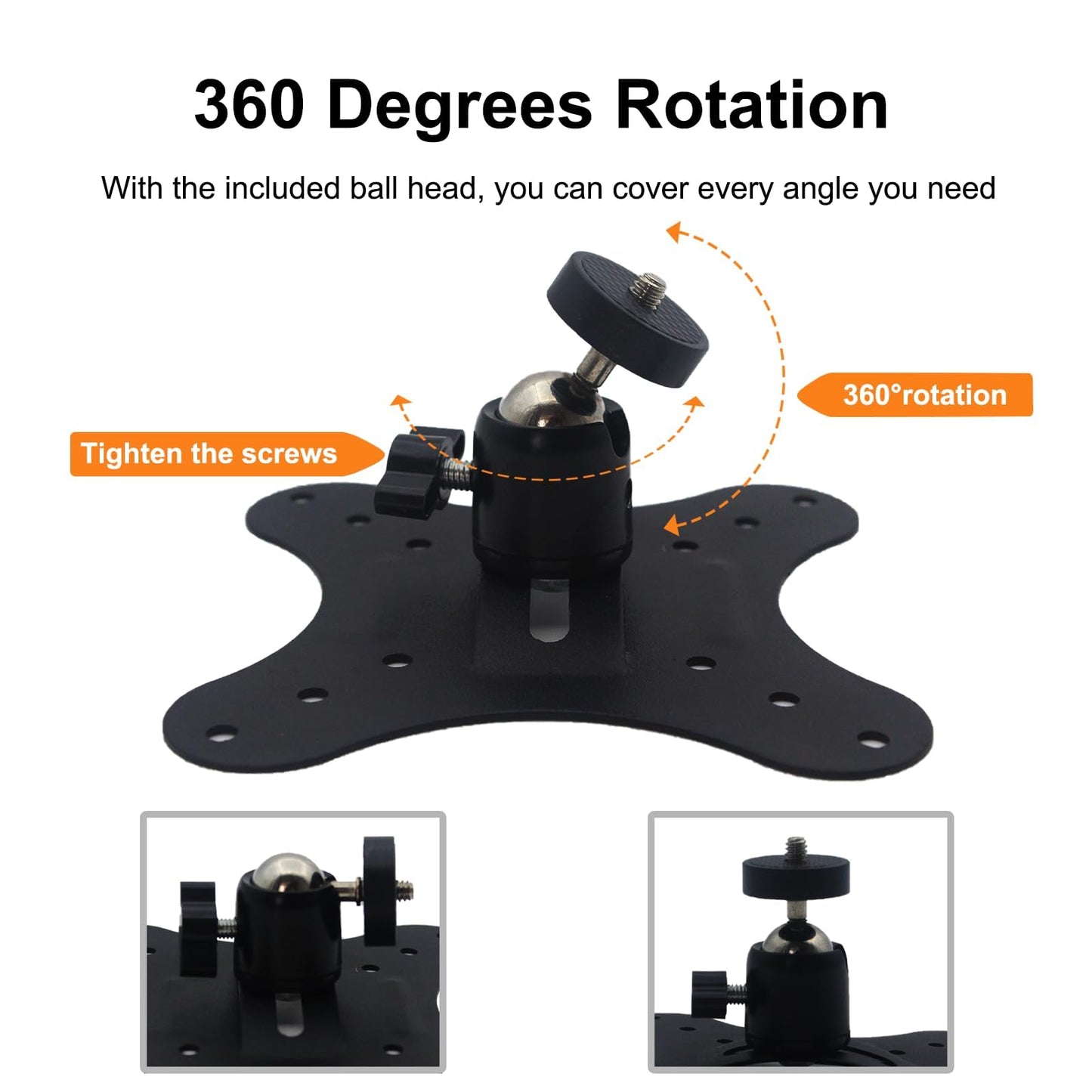 Vertically Mounted Projector Bracket - Universal Wall & Ceiling Mount with 1/4" Screw | Mini Camera Bracket (2.36in) - Heavy-Duty, 360° Rotatable