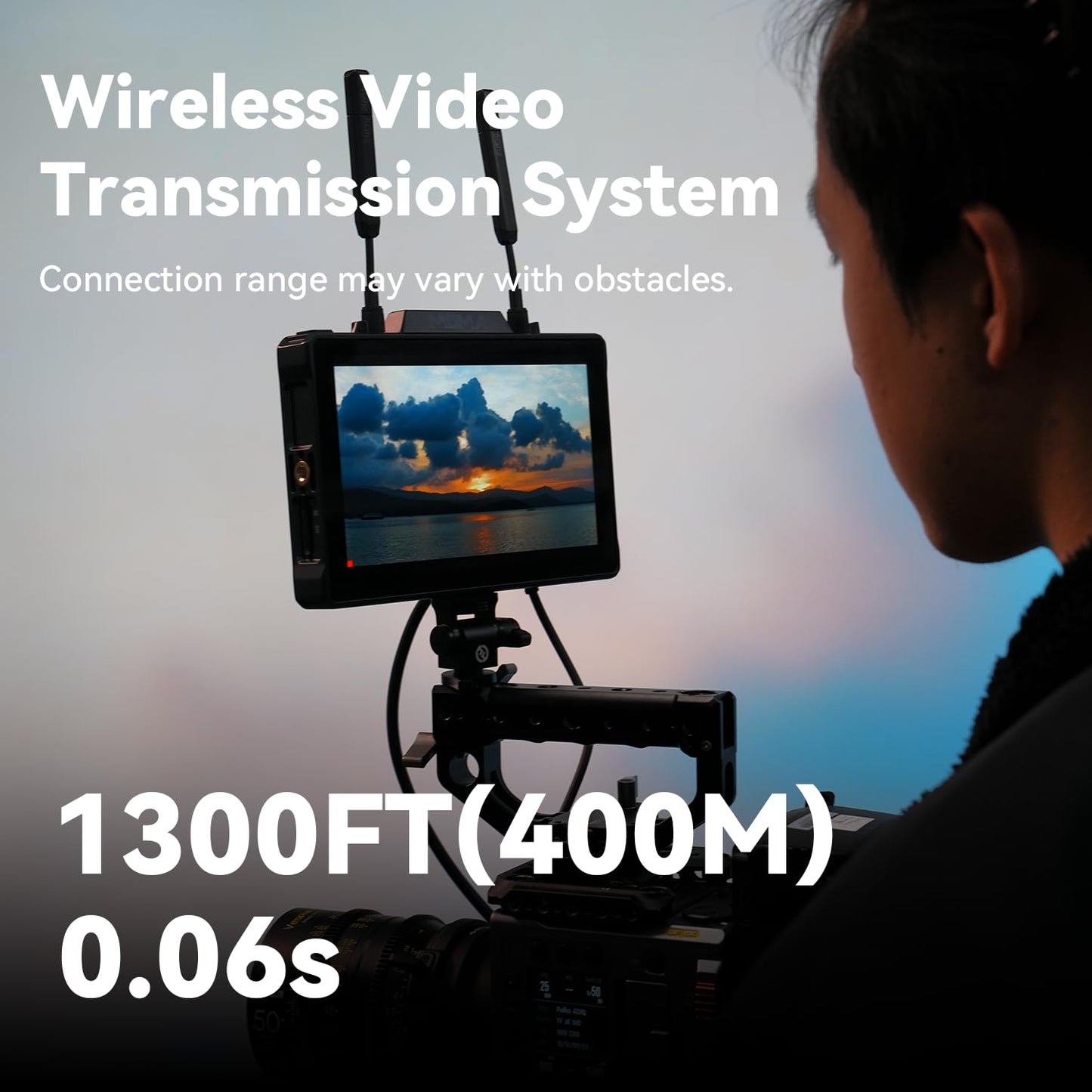 HollyView Pyro 7 Wireless Video Transmitter & Receiver & 7 inch Camera Field Monitor HDMI & SDI 1300ft Range, 60ms Latency Auto Dual-Band Hopping