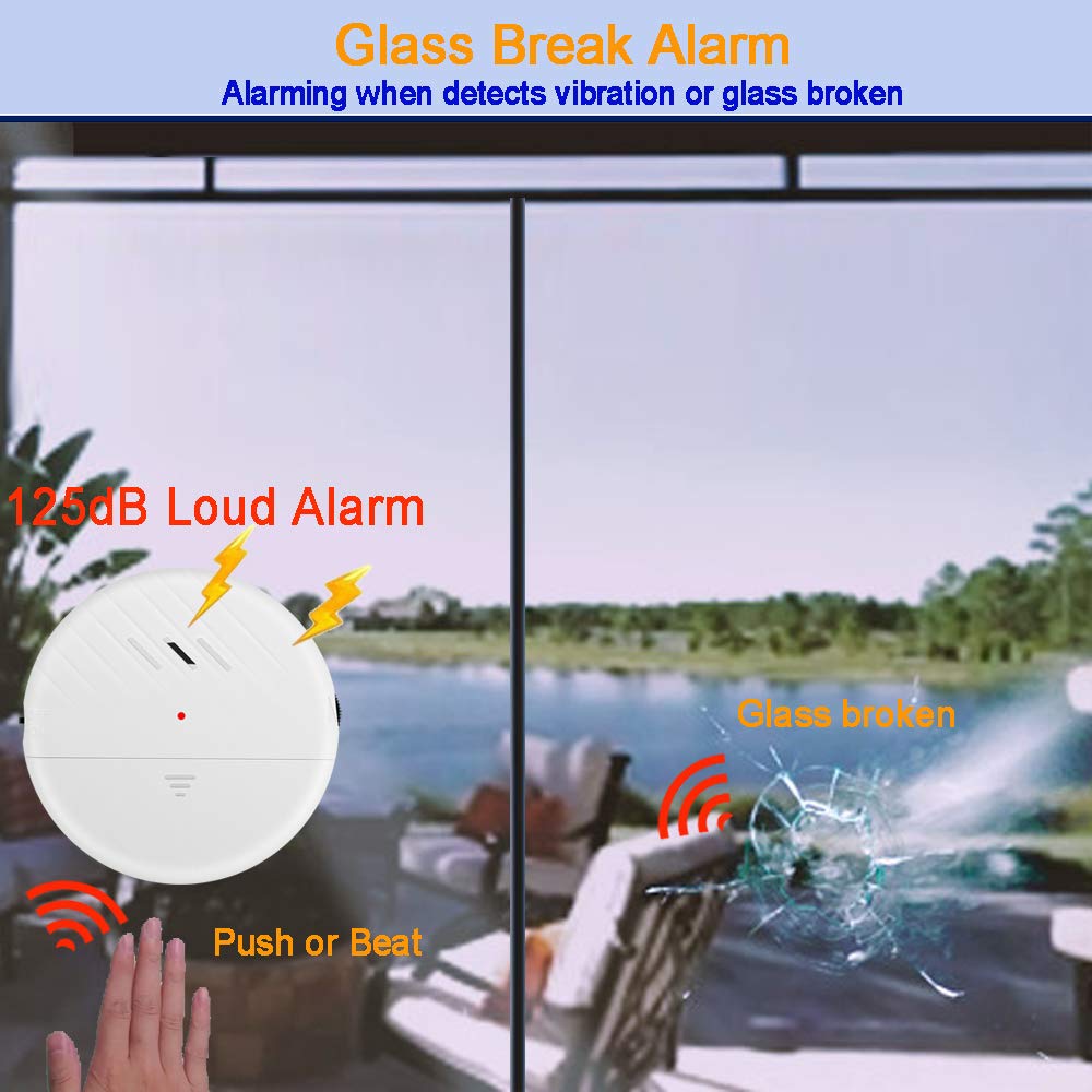 EverNary Window Vibration Alarm, 3Pack 125dB Loud Ultra-Slim Anti-Theft Alarm for Door and Window Glass Break Sensor Alert with Adjustable Sensitivity