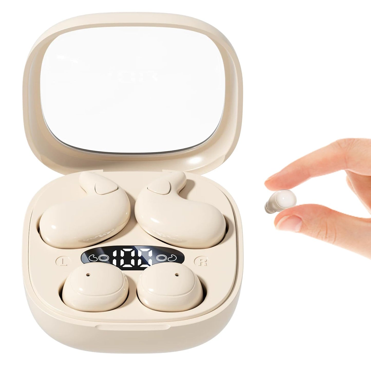 AIKESI Mini Invisible Earbuds, Wireless Sleep Earbuds for Sleeping, Small Flat Hidden Earbuds for Side Sleepers, Discreet in-Ear Headphones for Small