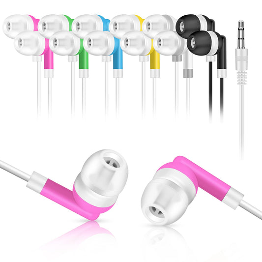 YFSFQS Kids Bulk Earbuds Headphones 50 Pack Multi Colored Wholesale Wired Earphones Perfect for School Classroom Libraries Students Individually…