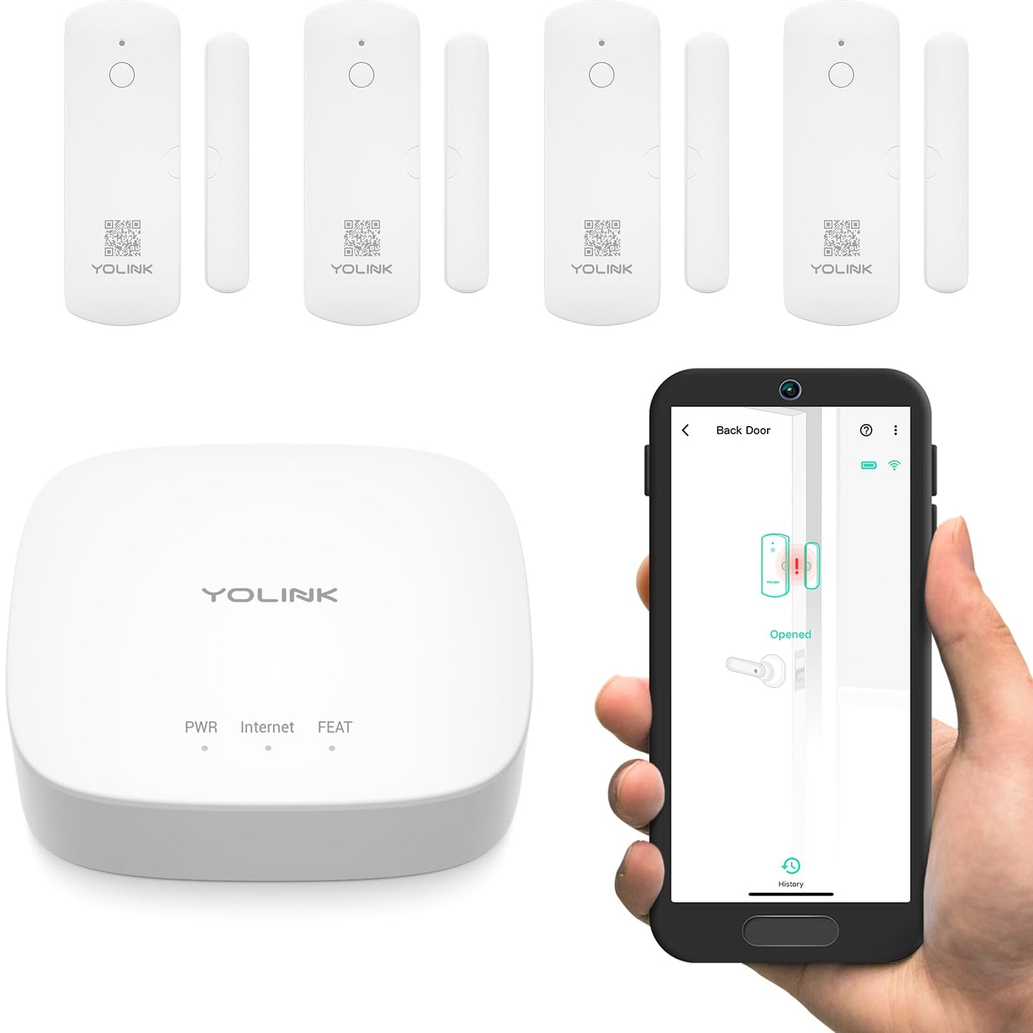YoLink LoRa Smart Door Sensor Starter Kit: - 1/4 Mile Open-Air Range, Door Left-Open Reminders,5 Years Battery Life, SMS/Text, Email & App Alerts