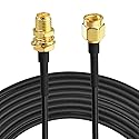 Bingfu WiFi Antenna Extension Cable 50 feet RP-SMA Male to RP-SMA Female Bulkhead Mount Double Shielded Low Loss -100 Cable for WiFi Wireless Router