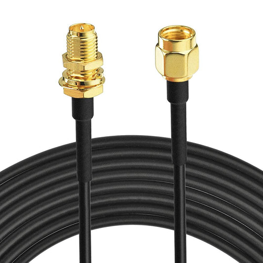 Bingfu WiFi Antenna Extension Cable 50 feet RP-SMA Male to RP-SMA Female Bulkhead Mount Double Shielded Low Loss -100 Cable for WiFi Wireless Router