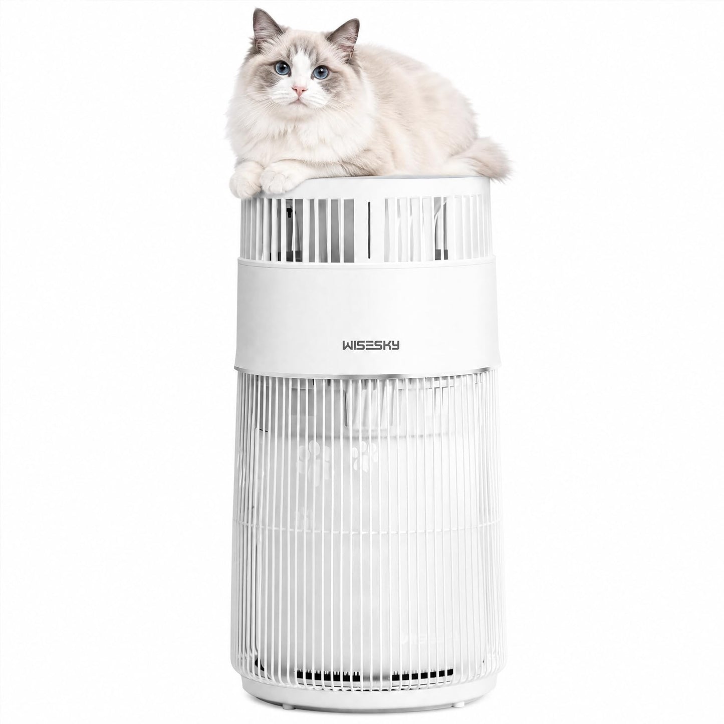 WISESKY Cat Air Purifier with Bite-Resistant Cord & Wide Grille and Tip-Over Protection | Air Purifier for Home with 360° Air Intake for Pet Hair |