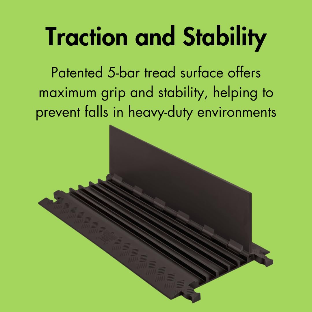 Checkers Drop Over 3 Channel Medium Profile Drive Over Cable Protector, Interlocking Design for Heavy Duty Loads up to 21,000 Pounds, Polyurethane