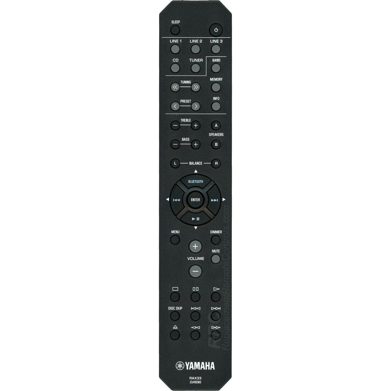 Yamaha RAX33 Audio/Video Receiver Remote Control for R-S202, R-S202BL (ZU49260)