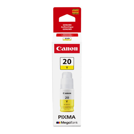 Canon GI-20 Genuine Yellow Ink Bottle, Compatible with Megatank G5020, G6020, and G7020 Printers