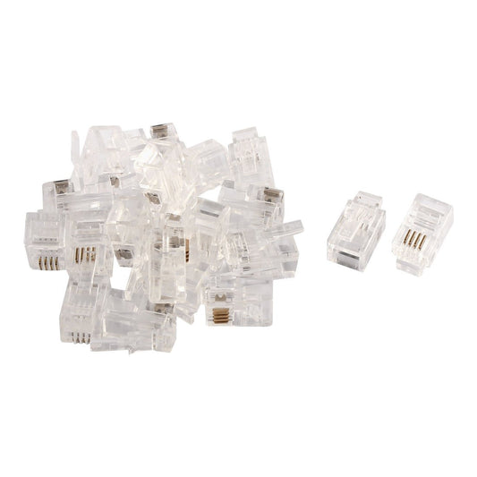 uxcell 20 Pack Phone Modular Plug, Household RJ9 4P4C Telephone Cable End Phone Adapter Connector, Standard Jack for Telephone Handset Flat Stranded