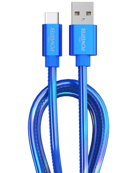 LIQUIPEL Powertek Metallic Shine USB Type C Charger Cable, 6ft Fast Charging USB C Cord, Adapter for Car, Galaxy, Android, Note, MacBook, Nintendo