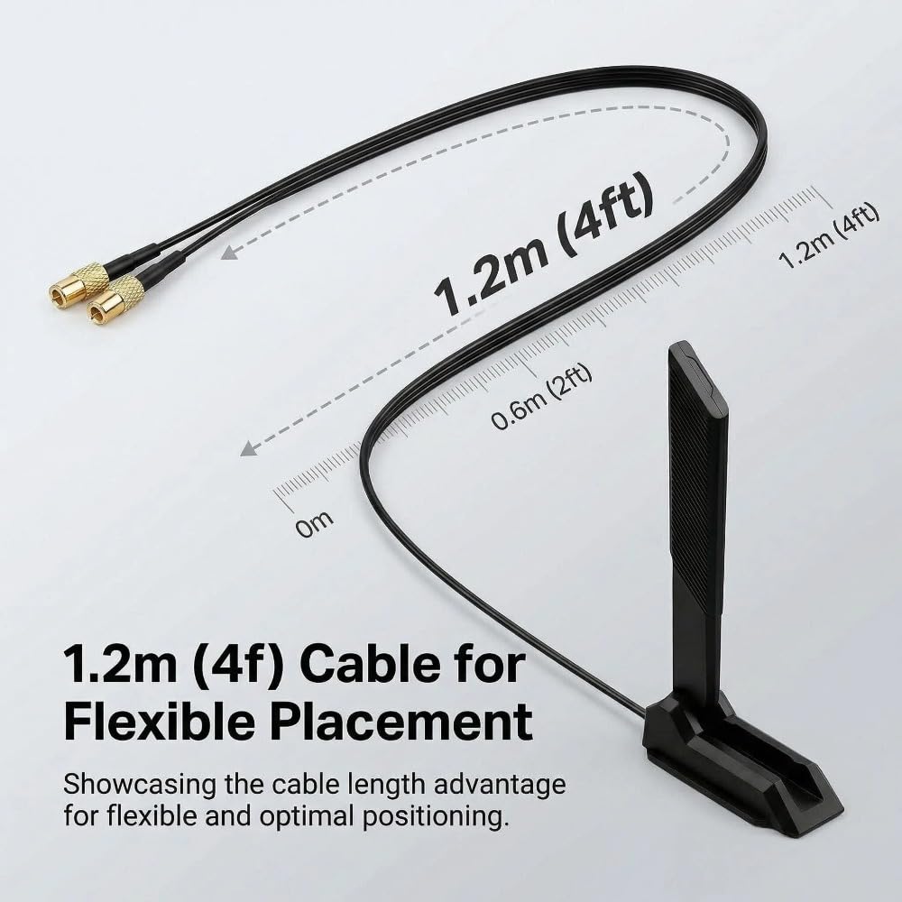 Magnetic Base WiFi 7 Antenna for MSI Motherboard - Quick-Disconnect Interface (MSI-Specific, NOT for ASUS), Dual Band 2.4GHz/5GHz/6GHz, 180°