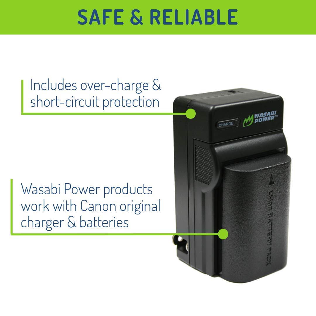 Wasabi Power LP-E6, LP-E6N Battery (2-Pack) and Charger for Canon EOS 5D Mark II/III/IV, 5DS, 5DS R, 6D, 6D Mark II, 7D, 7D Mark II, 60D, 70D, 80D